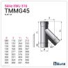 Diagram of 45° tee without cap with male branch - Stainless steel flue 0.4 mm