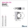 Diagram of wall bracket - Stainless steel flue 0.4 mm