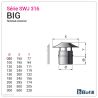 Diagram of universal cowl - Stainless steel flue 0.4 mm