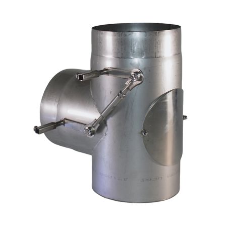90° tee with double damper (Bypass) - 2 mm stainless steel flue pipe