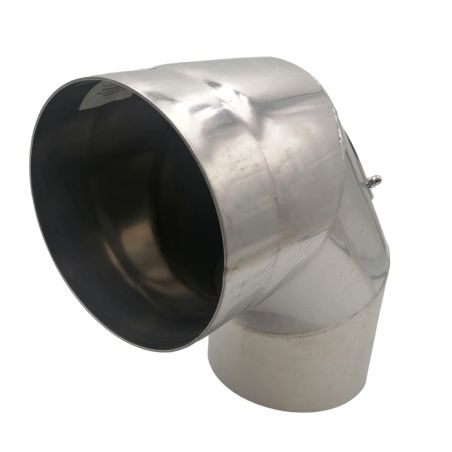 Lateral codo fijo 90° con mirilla - Conducto de humos inox 2 mm