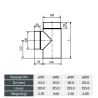 Diagram of 90° tee with inspection hatch - Stainless steel flue 2 mm
