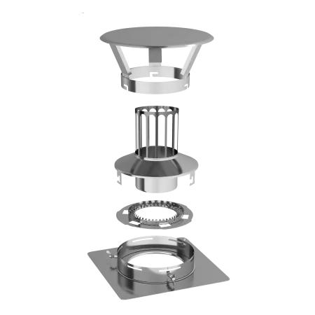 Complete round stainless steel roof outlet kit - For flexible flue liner
