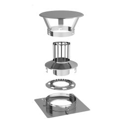 Kit complet sortie de toit ronde en inox - Pour tubage flexible