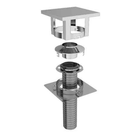 Complete square stainless steel roof outlet kit - For flexible flue liner