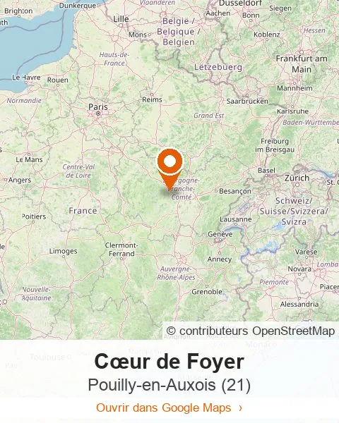 Carte : Cœur de Foyer à Pouilly-en-Auxois (Côte-d’Or) — ouvrir dans Google Maps